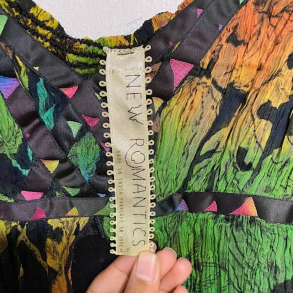 Free People New Romantics Multicolor Rainbow Floral Strappy Mini Dress Size S - Picture 10 of 10